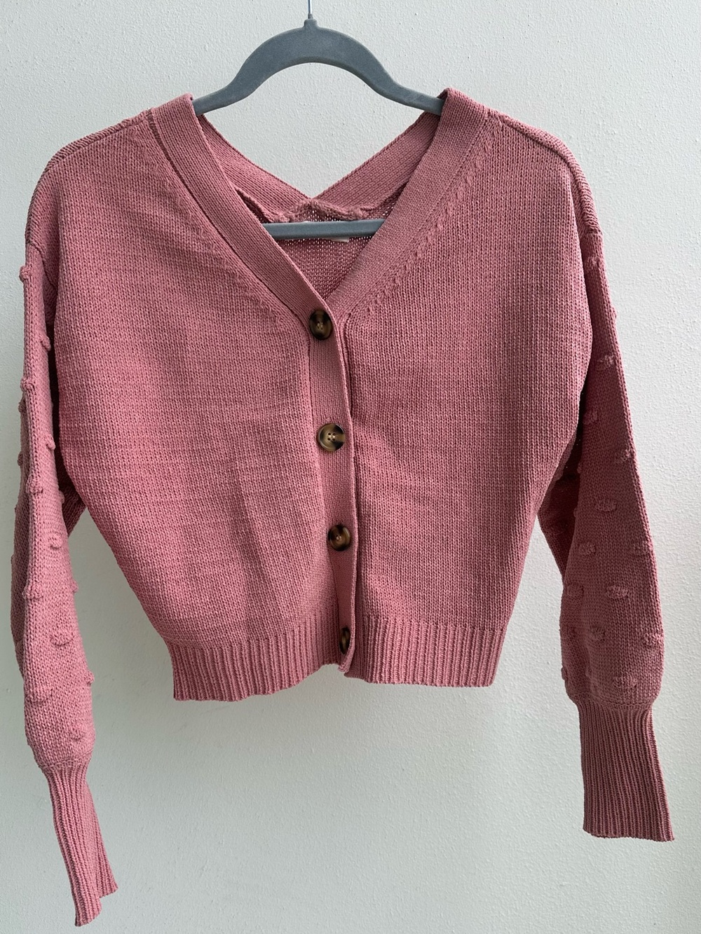 Moon & Madison Women’s Dusty Rose Button-Front V-Neck Cardigan